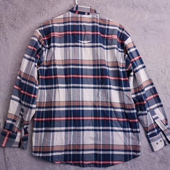Vintage Wrangler Shirt Mens Medium Embroidered Sleeve Rodeo Western Plaid Ranch - Picture 4 of 7